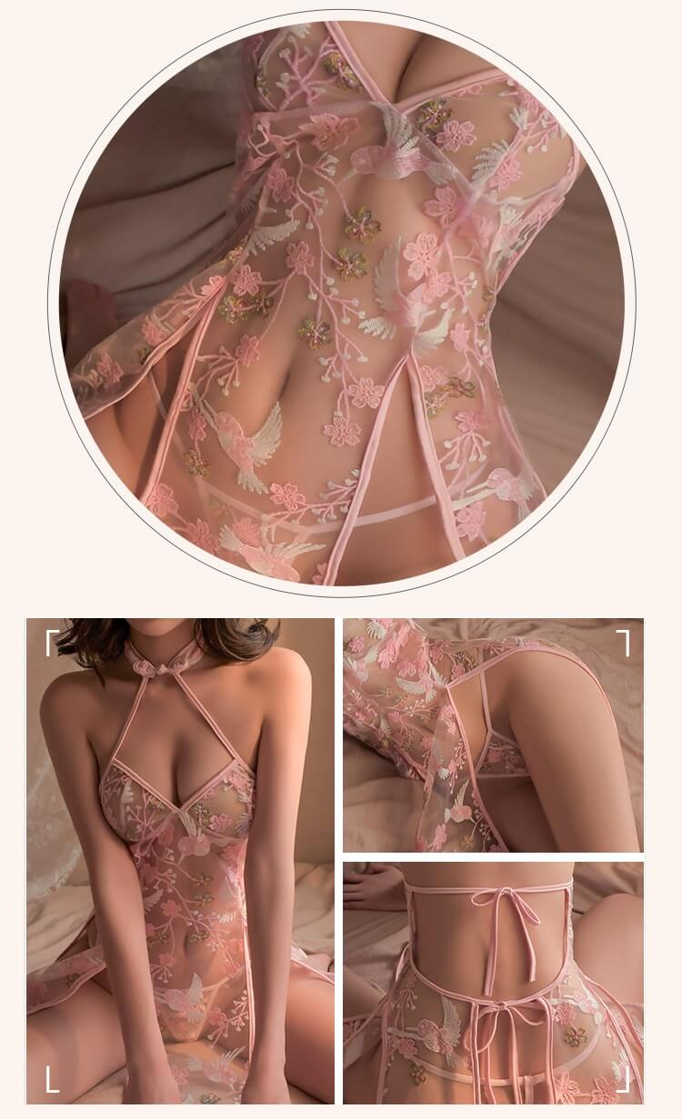 Sexy Flower Embroidery Cheongsam CH015