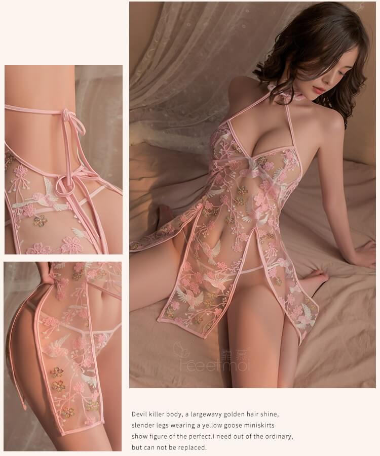 Sexy Flower Embroidery Cheongsam CH015PK