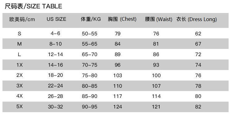 PBD001-Size Chart