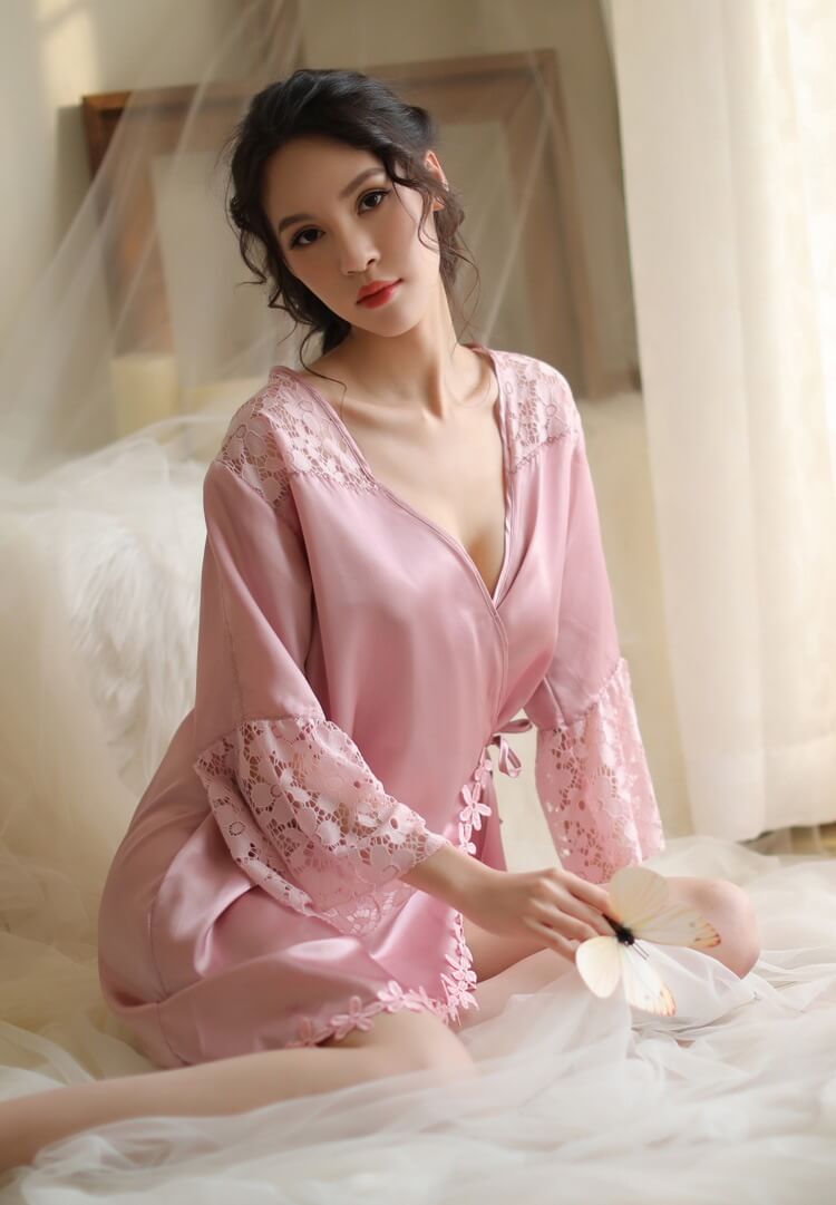 New Style Large Size Lace Silky Pyjamas PJ014DPK