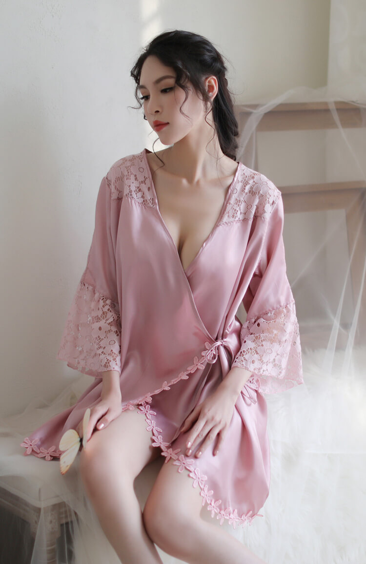 New Style Large Size Lace Silky Pyjamas PJ014DPK