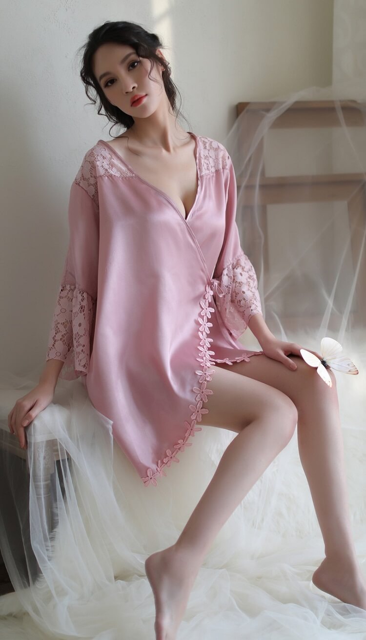 New Style Large Size Lace Silky Pyjamas PJ014DPK