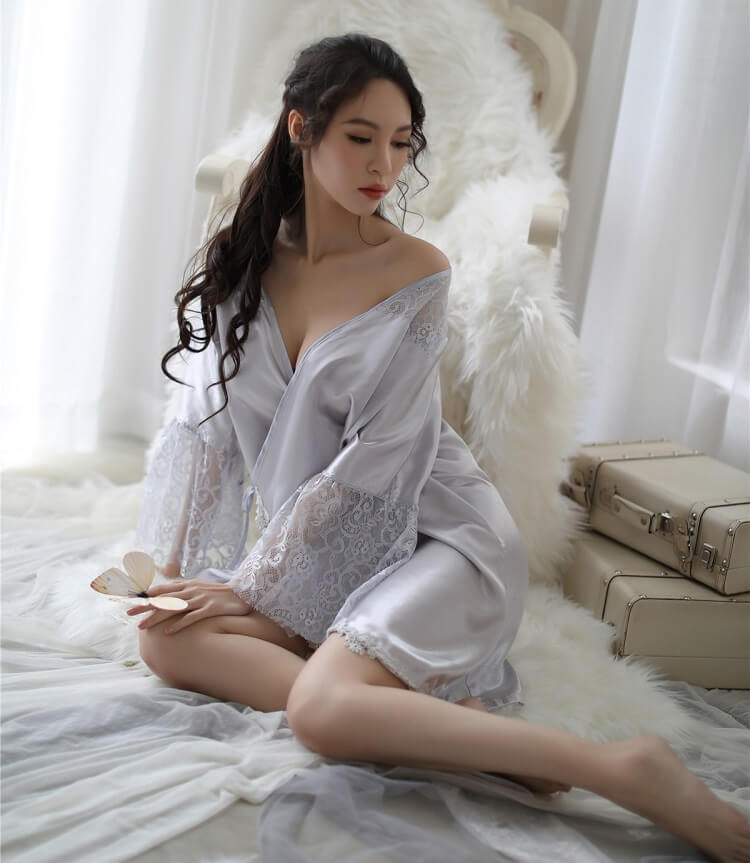 New Style Large Size Lace Silky Pyjamas PJ014GY