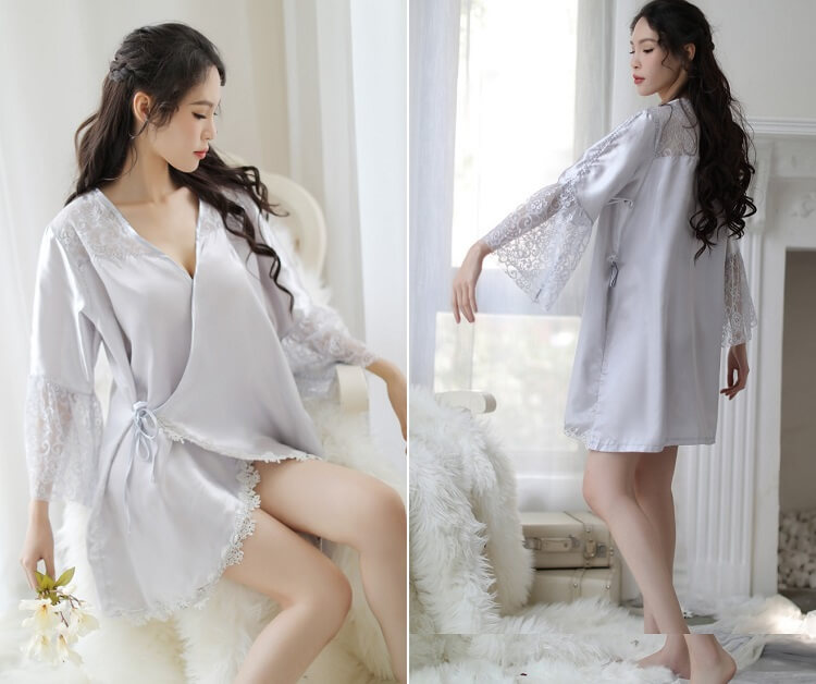 New Style Large Size Lace Silky Pyjamas PJ014GY