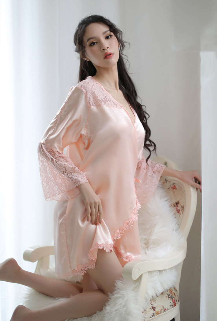 New Style Large Size Lace Silky Pyjamas PJ014PK